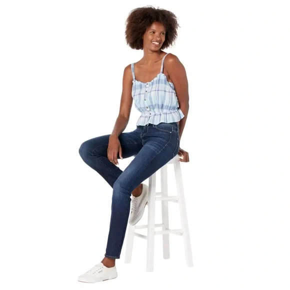 NEW Lucky Brand Women’s Plaid Front Button Down Peplum Ruffled Crop Tank, Size M - Picture 4 of 16